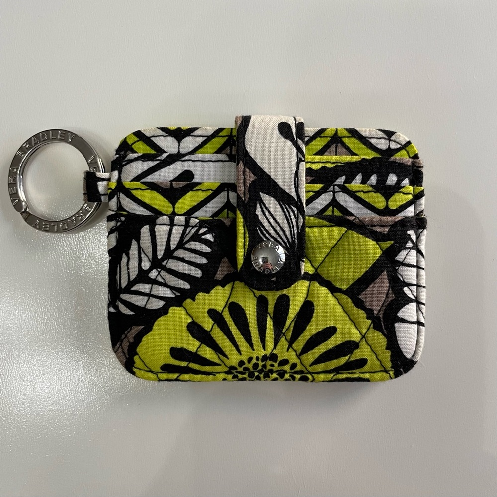 Vera Bradley Citron Card Wallet Keyring Lime Green Preppy Boho Cottagecore Cabin